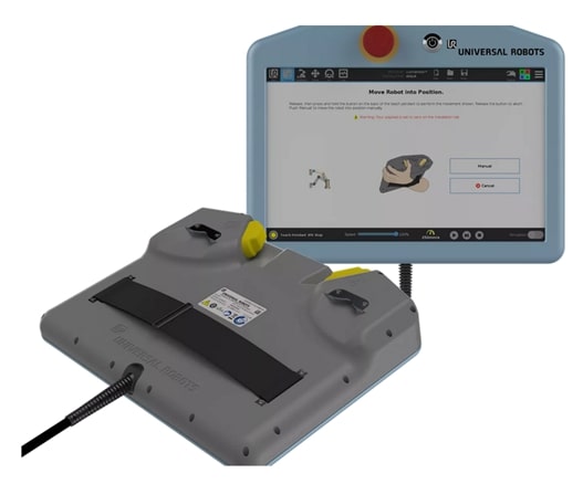 Cobot inklusive Bedienpanel mit Zustimmtaster