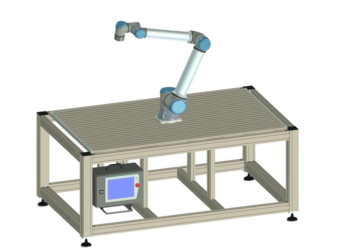Robotertisch in drei Baugrößen und Ausführungen mit Stellfüßen oder mit Rollen