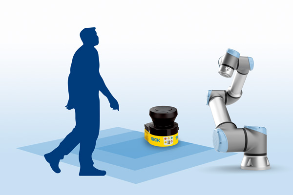 Zuverlässige Arbeitsraumüberwachung mit 3 m Schutzfeldreichweite für UR e-Series