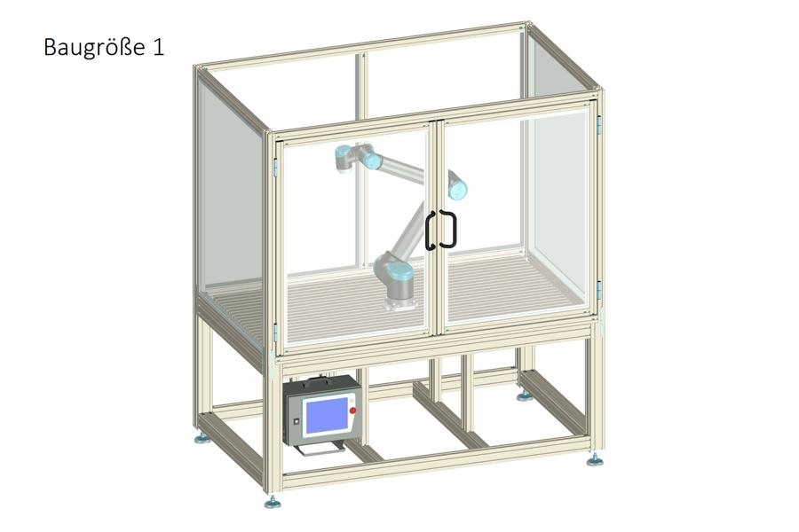 J+K Roboterzelle BG1 mit Stellfüßen Roboterzelle in verschiedenen Baugrößen und Ausführungen mit Stellfüßen oder Rollen